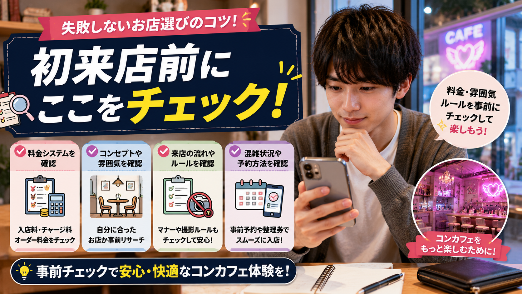 コンカフェのお店選びで失敗しないための注意点