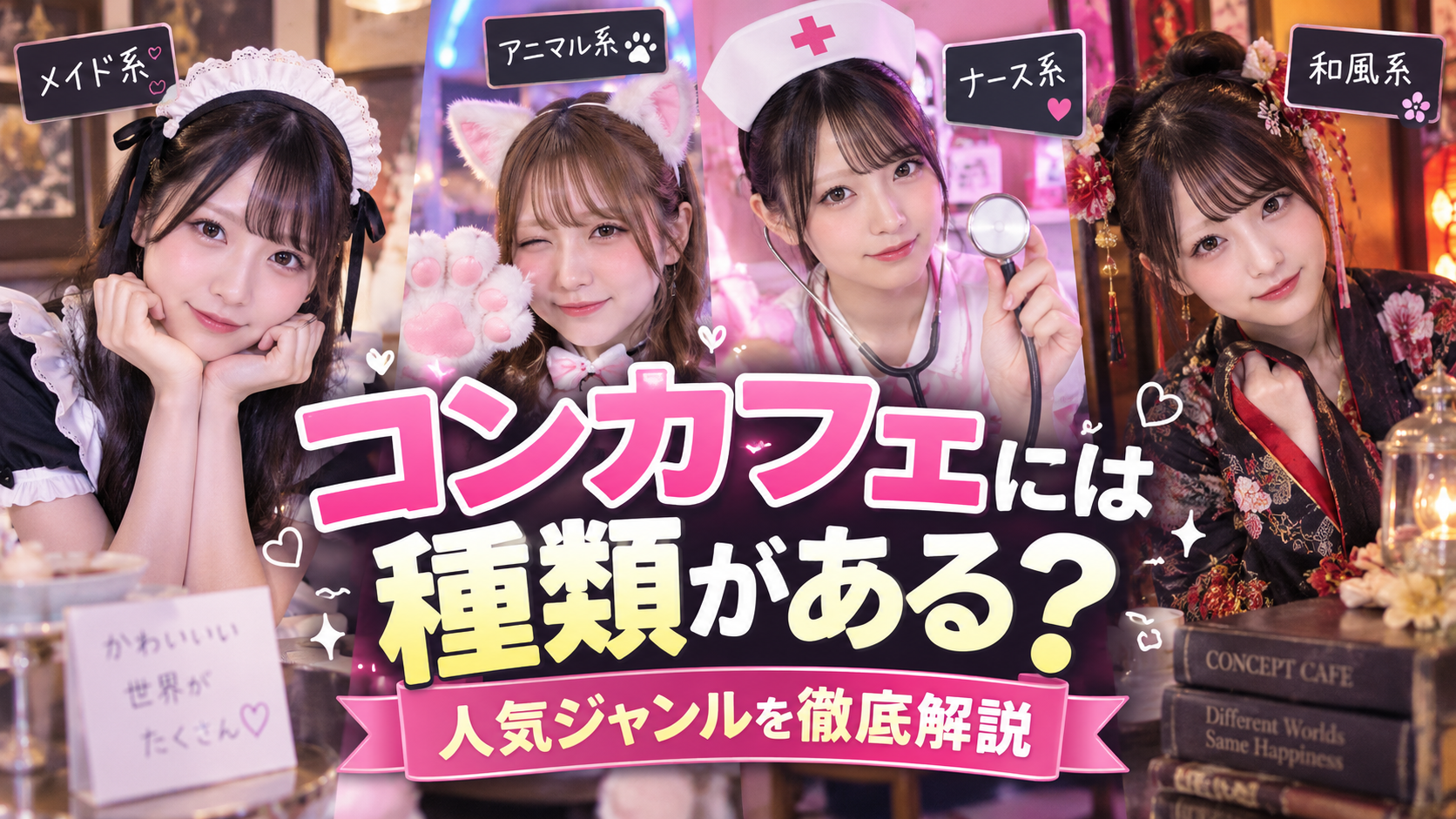 コンカフェには種類がある？メイド系・アニマル系など人気ジャンルを解説